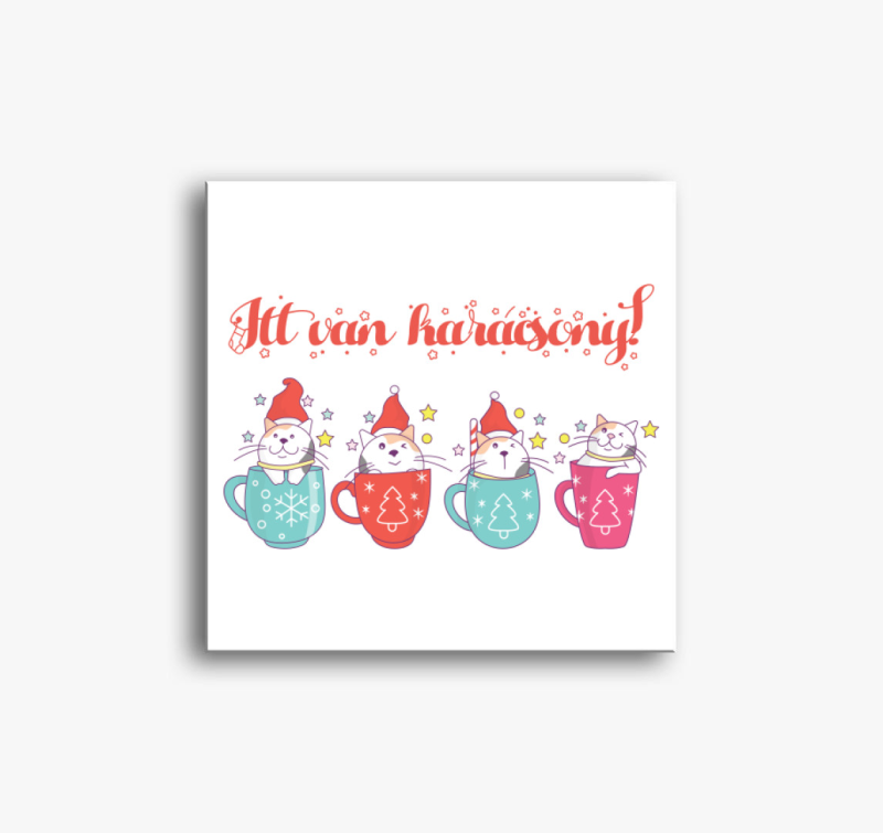 Itt van karácsony macskás vászonkép