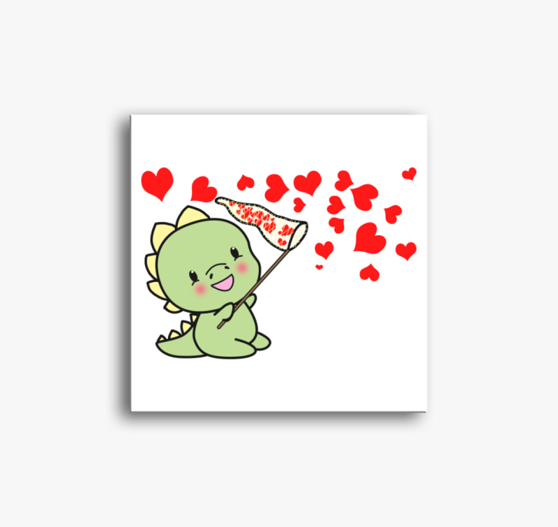 Dínó szívet fúj fiú vászonkép