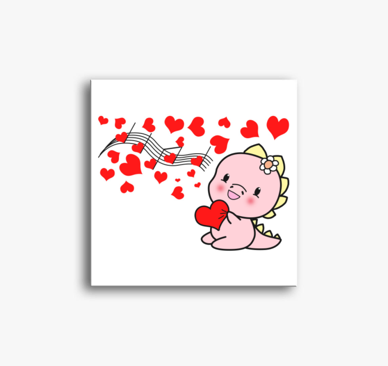 Dínó szívet gitároz lány vászonkép