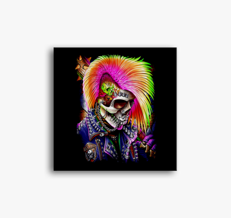 Színes punk koponya vászonkép