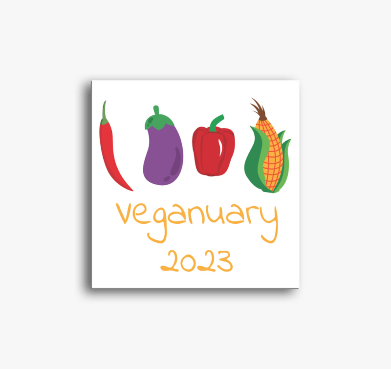 Veganuary 2023 (zöldségekkel) sárga feliratos vászonkép