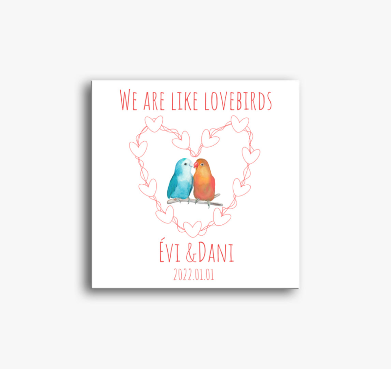 Lovebirds (piros) személyreszabható vászonkép