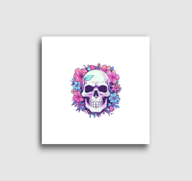 virágos koponya pink vászonkép