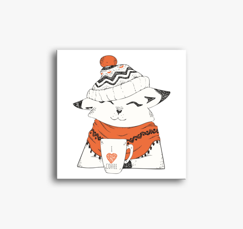 Winter cat coffee vászonkép