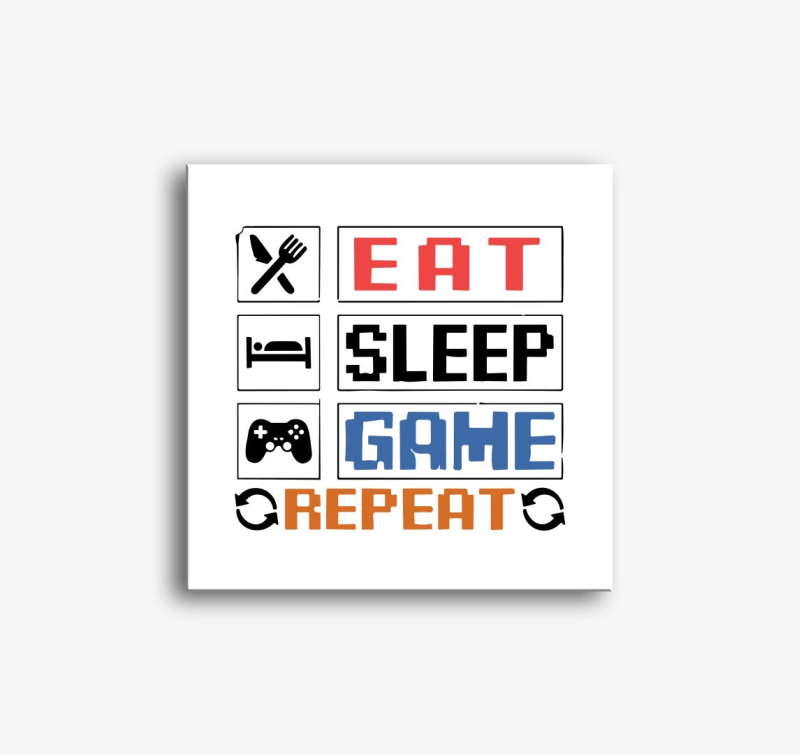 Eat sleep game repeat felirat vászonkép