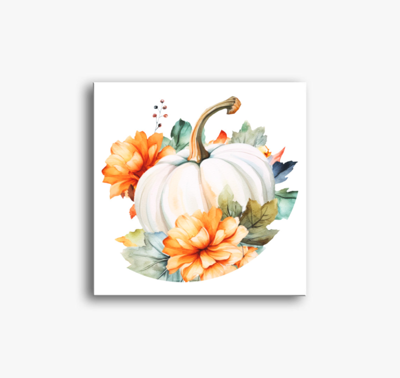 Floral white pumpkin vászonkép