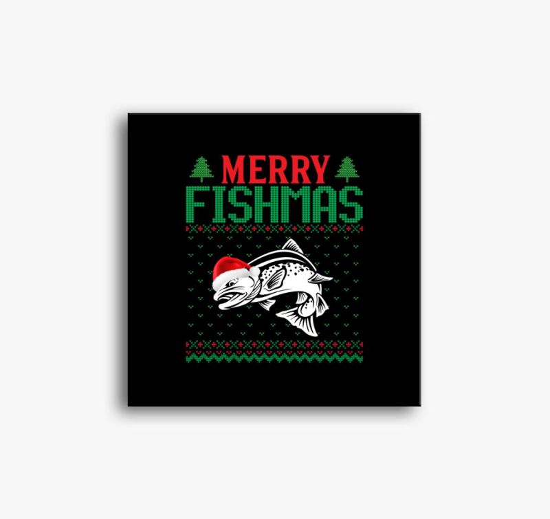 Merry fishmas karácsonyi horgász vászonkép