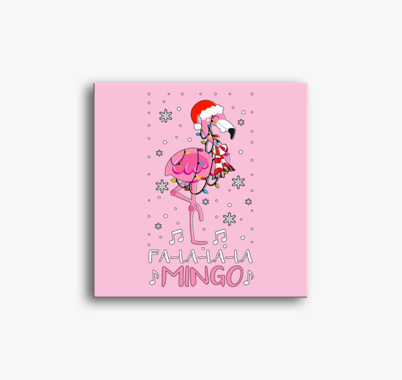 Fa-la-la-lamingó karácsonyi vászonkép