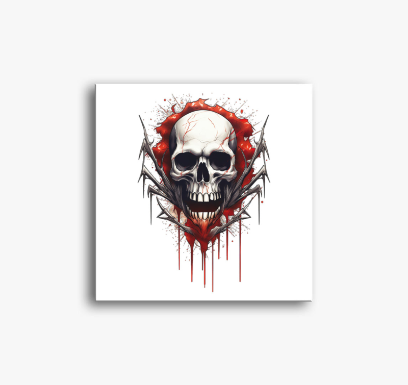 Nyitott szájú póklábú koponya vászonkép