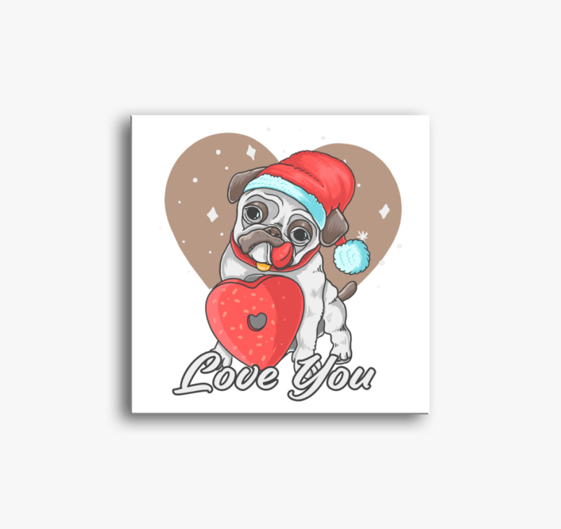 Karácsonyi Mopszos vászonkép