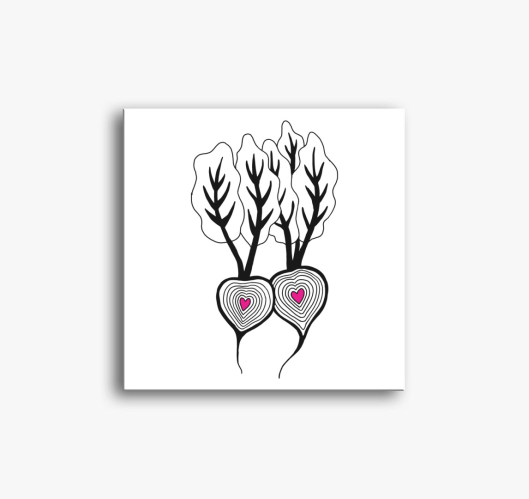 Cékla szív - vonalrajzos vászo...