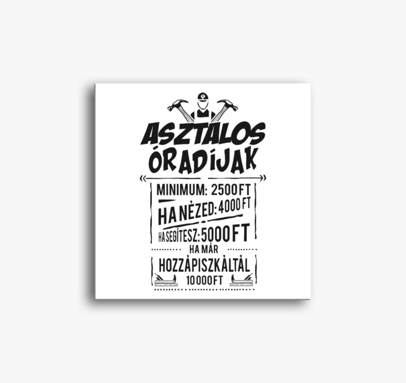 Asztalos Óradíjak vászonkép