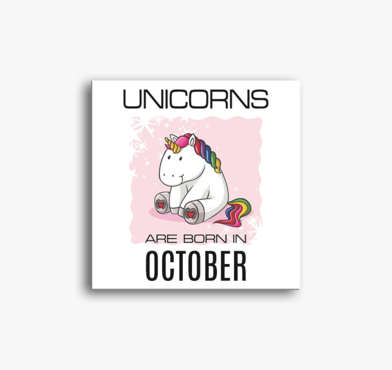 Unikornisos szülinapos vászonkép választható hónappal