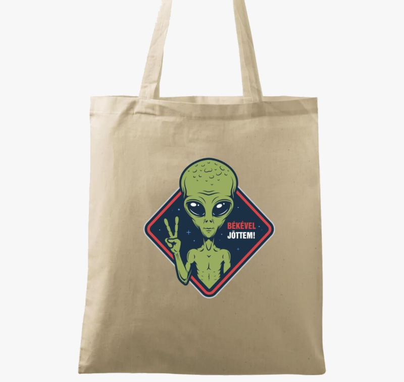 Ufo Alien békével jöttem divat vászontáska