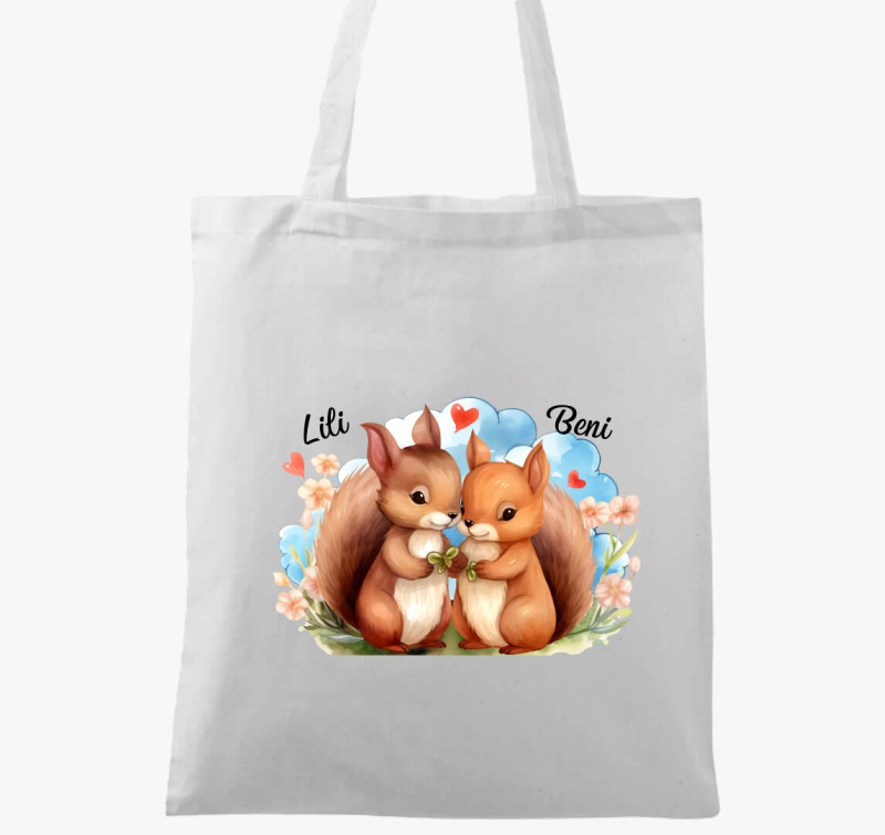 Összebújós szerelmes Mókusok vászontáska