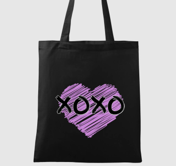 XOXO feliratos, lila mintás vászontáska