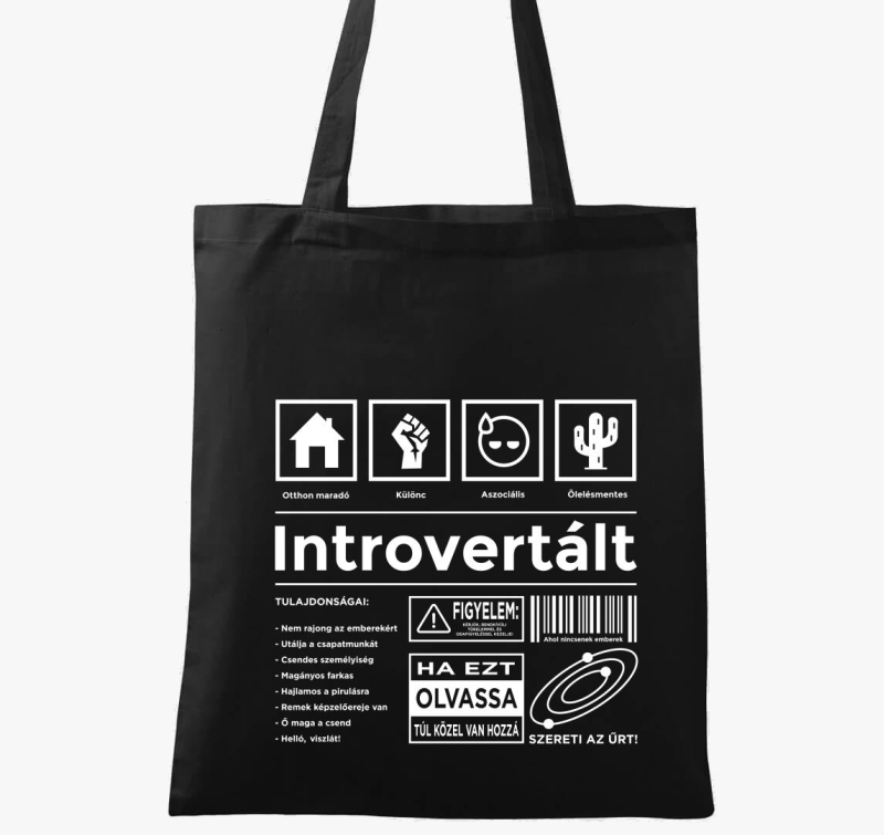 Introvertált vicces vászontáska
