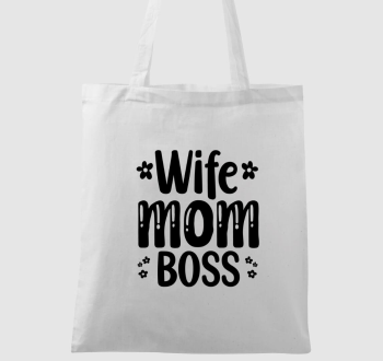 Wife Mom Boss virágos vászontáska