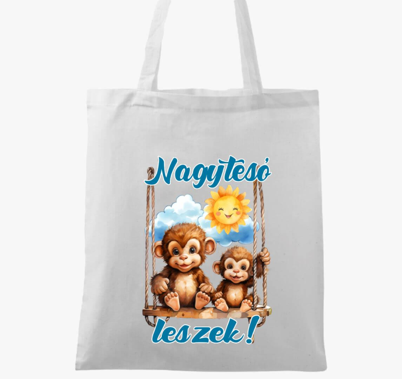 Nagytesó leszek, kismajmok hintán fiús vászontáska