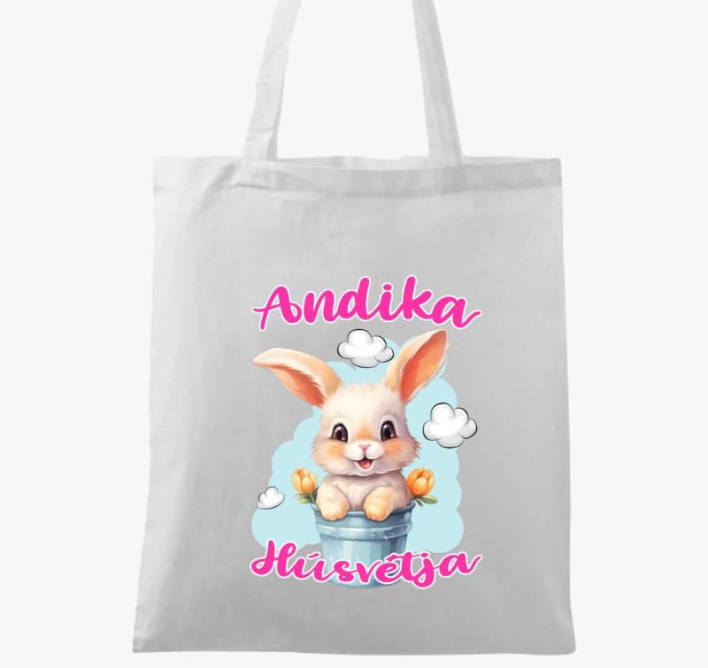 Húsvéti nyuszi vödörben lányos gyerek vászontáska