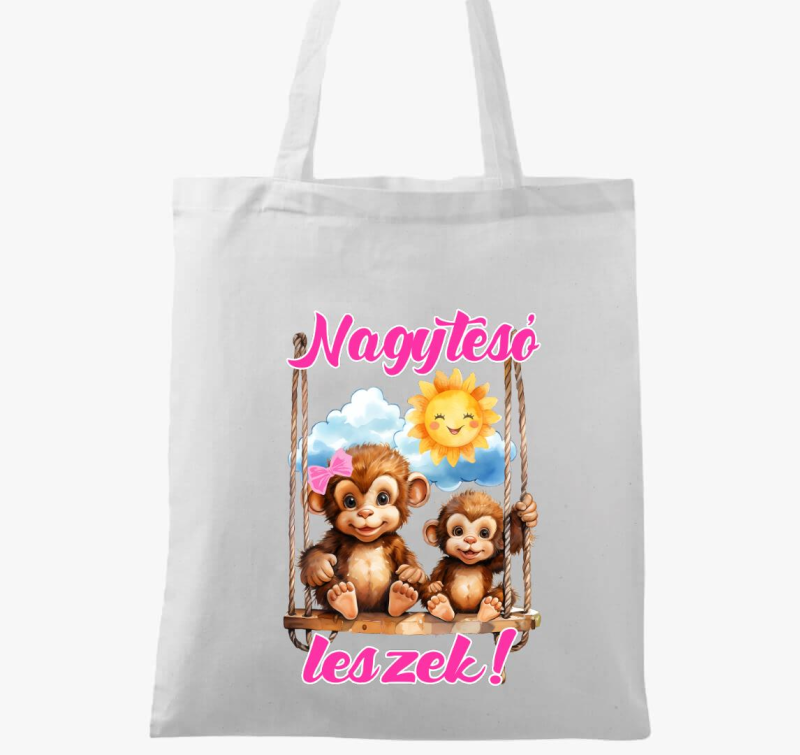 Nagytesó leszek, kismajmok hintán lányos vászontáska