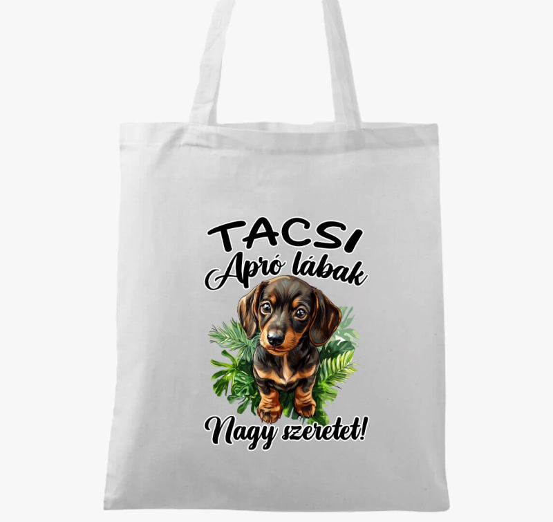 Tacsi Apró lábak, nagy szeretet barna tacsi vászontáska