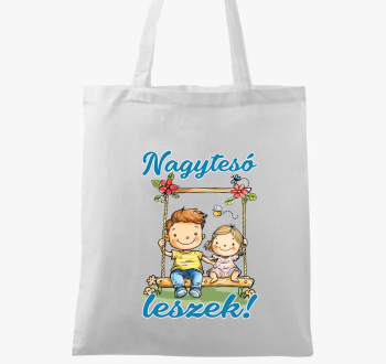 Nagytesó leszek, kisfiú hintázik pici lánnyal vászontáska