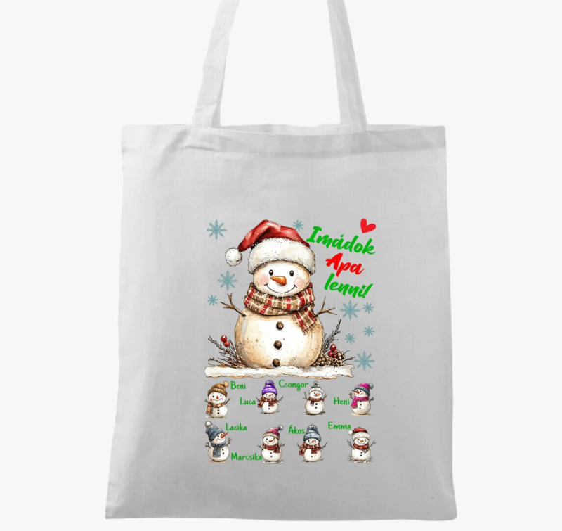 Karácsonyi Imádok apa lenni hóemberek nevekkel vászontáska