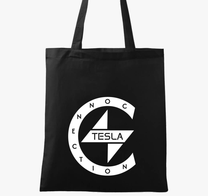 TeslaConnection Fehér logós vászontáska