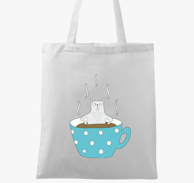 Mokkás törtfehér macska - vászontáska