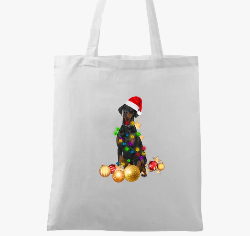 Karácsonyi doberman vászontáska