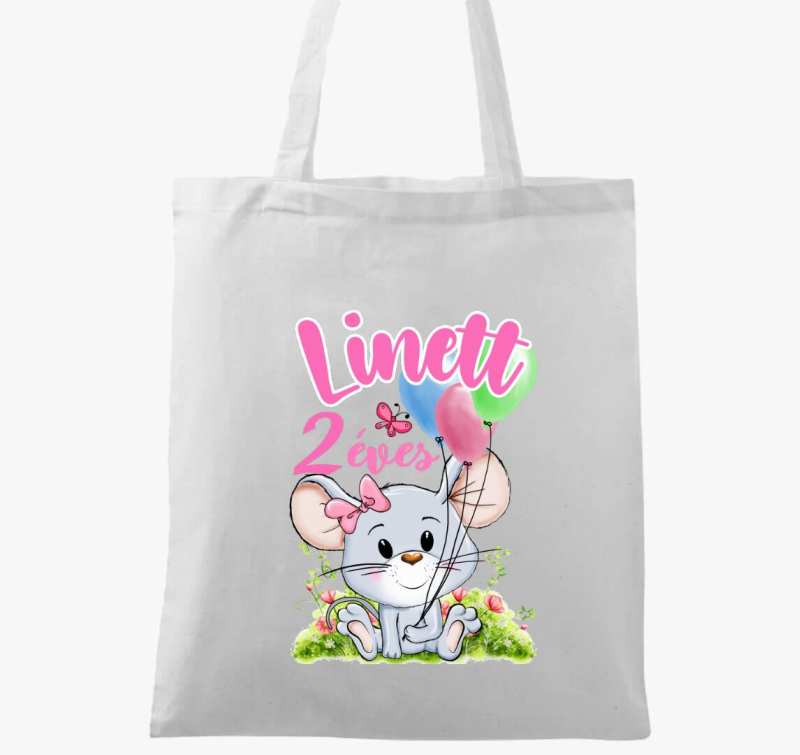 Egérke lányos szülinapi gyerek vászontáska