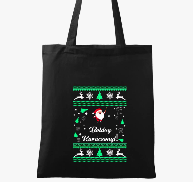 Boldog karácsonyt karácsonyi mintás vászontáska