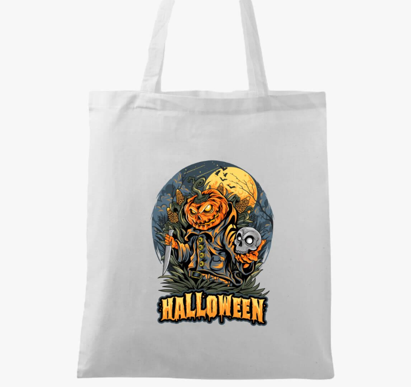 Halloween-i tökfej késsel vászontáska