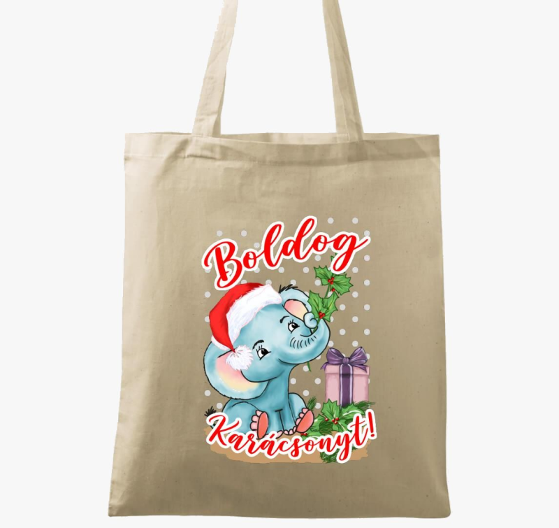 Boldog karácsonyt elefánt vászontáska