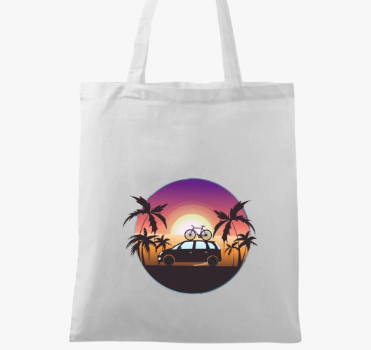 Autó a tengerparton vászontásk...