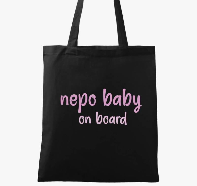 Nepo baby on board (rózsaszín) feliratos vászontáska