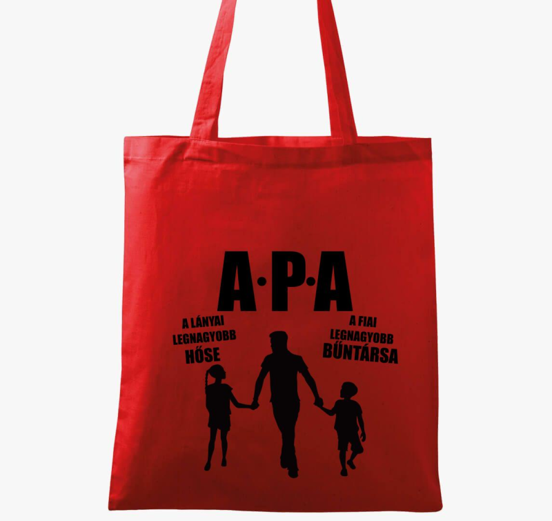Apa lánya és fia gyerekekkel vászontáska