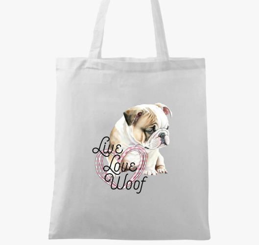 Angol bulldog Woof vászontáska...