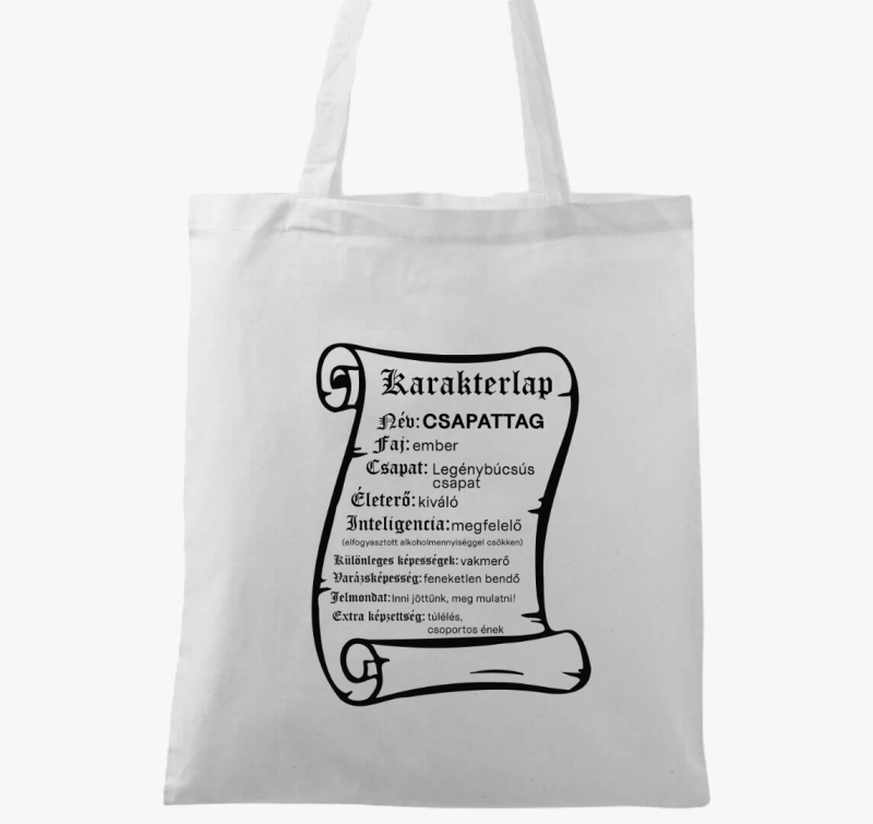 Karakterlap csapattag vászontáska