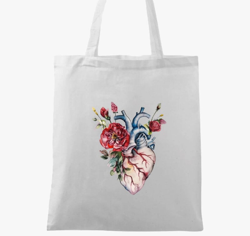 Szív virágos anatómia vászontáska
