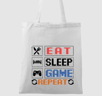 Eat sleep game repeat felirat vászontáska