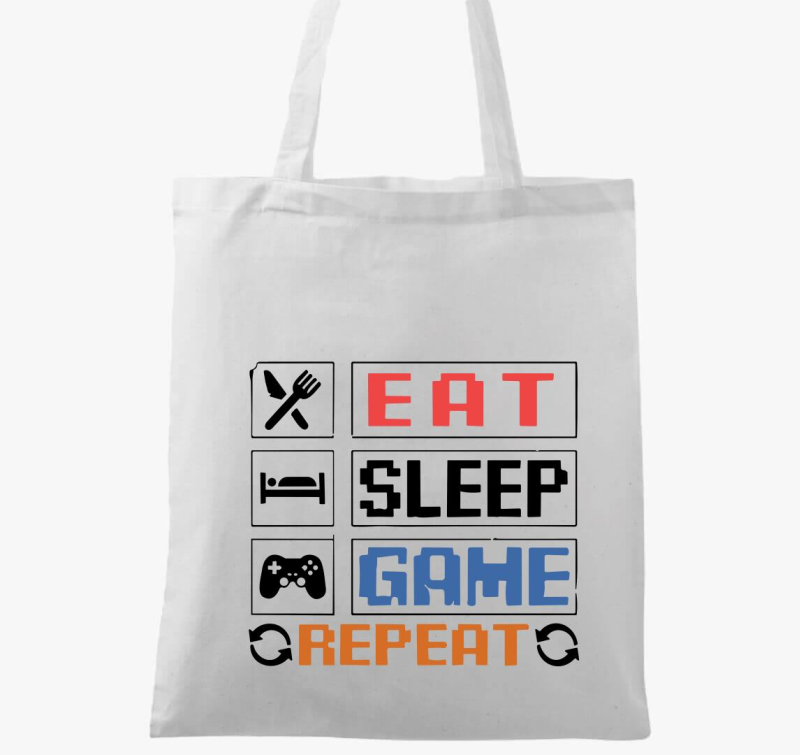Eat sleep game repeat felirat vászontáska