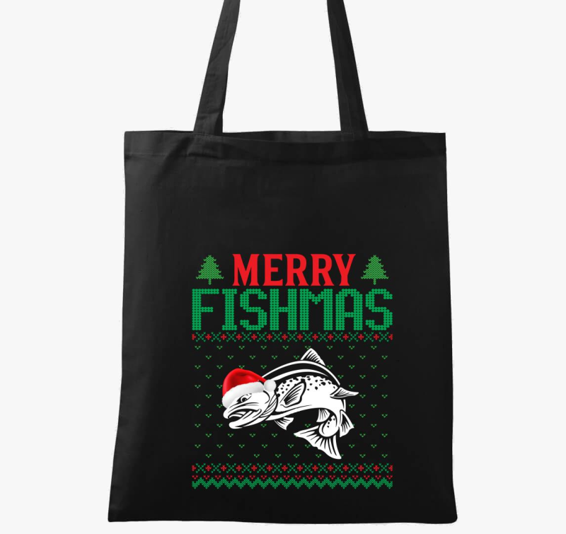 Merry fishmas karácsonyi horgász vászontáska