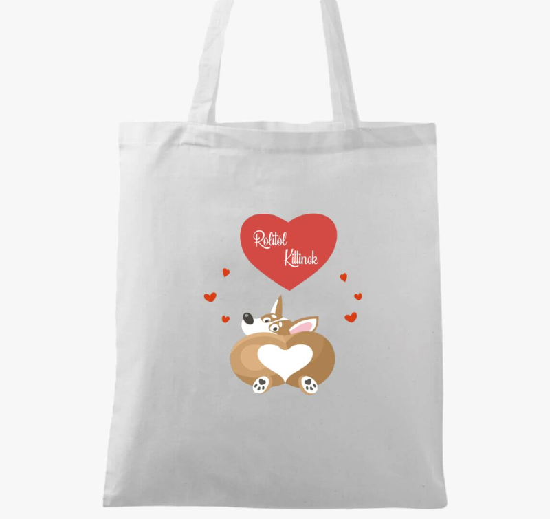 Corgis Valentin napi vászontáska hölgyeknek-egyedi névvel