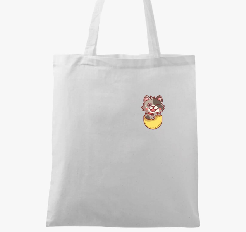 Kismacskás zsebmintás vászontáska