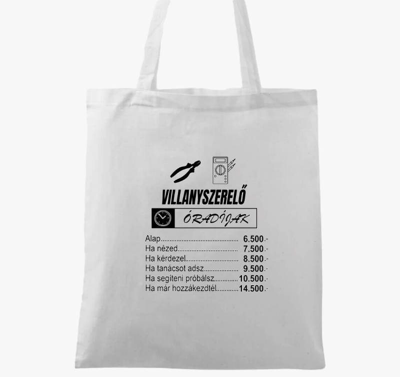 Villanyszerelő óradíjak vászontáska