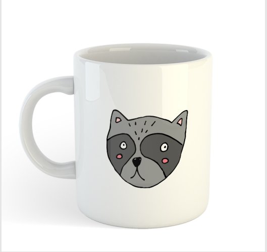 Megszeppent mosómedve bögre