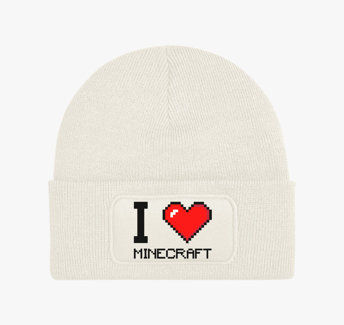 I love minecraft téli sapka — Fehér