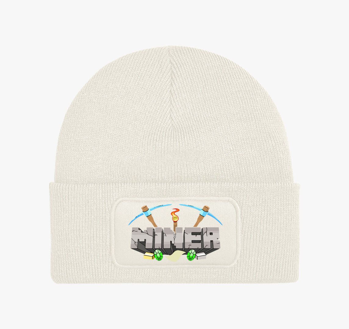 Minecraft miner téli sapka — Fehér